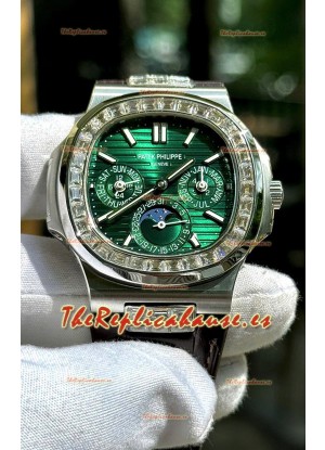 Patek Philippe Nautilus 5740 Calendario Perpetuo Acero Inoxidable Dial Verde Reloj Réplica Suizo