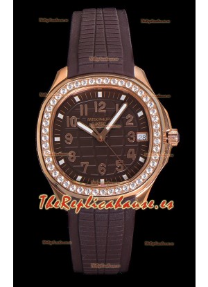 Patek Philippe Super Clone Aquanaut Reloj Dial Marrón Oro Rosado 38.5MM