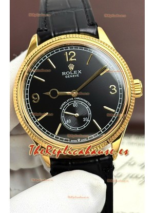 Rolex 1908 Perpetual Movimiento Suizo Reloj Réplica en Caja Oro Rosado Dial Negro
