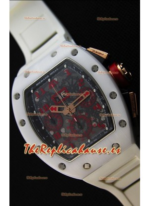 Richard Mille RM011-FM Felipe Massa Reloj con Caja de Cerámica color Blanco correa en color Blanco