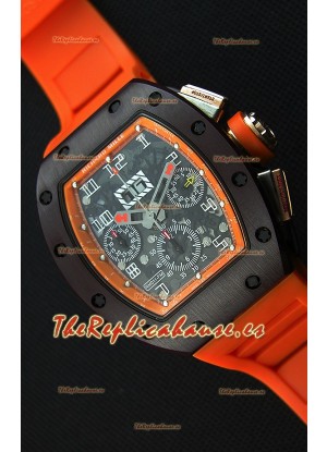 Richard Mille RM011-FM Felipe Massa Reloj Caja de Cerámica de una Sola Pieza correa en color Naranja