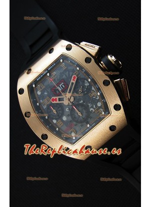Richard Mille RM011-FM Felipe Massa Reloj en caja de Titanio chapada en Oro Rosado, correa Negra