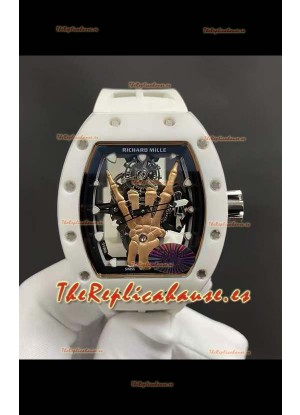 Richard Mille RM66 Flying Genuino Tourbillon Cerámica Blanca Correa Blanca Reloj Réplica Superclone