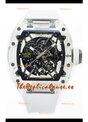 Richard Mille RM35-02 Rafael Nadal Caja de Zafiros Transparente con Genuino Tourbillon Reloj Super Clone