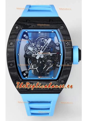 Richard Mille RM055 Caja Carbono Negro Goma Azul Reloj Superclone 1:1 Genuino Tourbillon