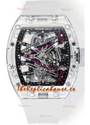 Richard Mille RM38-02 Zafiro Bubba Watson Genuino Movimiento Tourbillon Goma Translucida Réplica Espejo 1:1