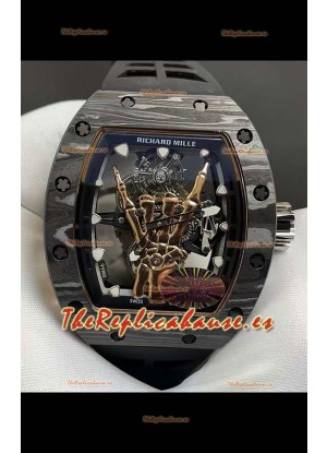 Richard Mille RM66 Flying Reloj Réplica Superclone Genuino Tourbillon Carbono Negro