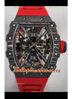 Richard Mille RM12-01 Caja Fibra de Carbono Genuino Movimiento Tourbillon Reloj Réplica Espejo 1:1