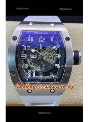 Richard Mille RM010 Reloj Réplica Acero Inoxidable en Correa Blanca