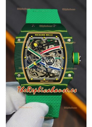 Richard Mille Super Clone RM67-02 Wayde Van Niekerk Carbono Verde TPT 37 Gramos Reloj Correa Verde