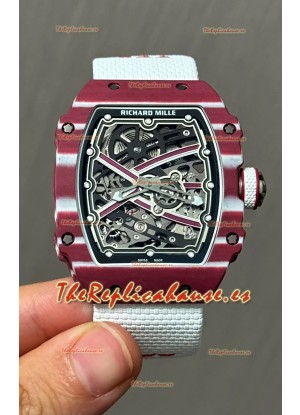 Richard Mille Super Clone RM67-02 Mutaz Barshim Carbono Rojo TPT 27 Gramos Reloj Correa Blanca