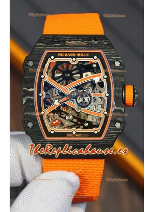 Richard Mille Super Clone RM67-02 Carbono Negro TPT 27 Gramos Reloj Correa Naranja