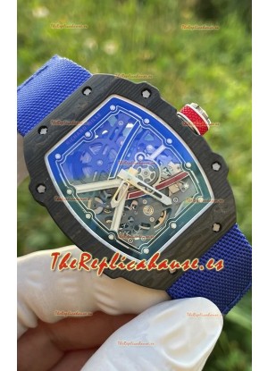 Richard Mille Super Clone RM67-02 Sebastien Ogier Negro Carbon TPT 37 Gramos Reloj Correa Azul