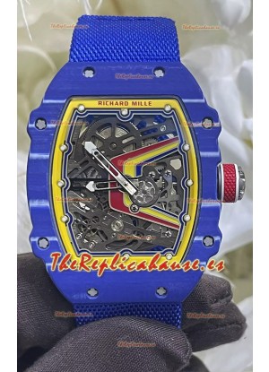 Richard Mille Super Clone RM67-02 Fernando Alonso Azul Carbon TPT 37 Gramos Reloj Correa Azul