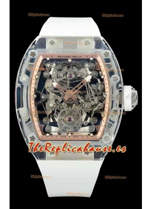 Richard Mille Super Clone 56-01 Caja Zafiro Transparente Reloj con Tourbillon Genuino