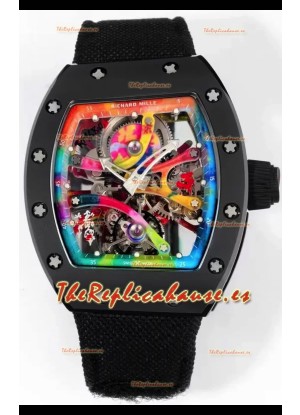 Richard Mille Super Clone RM68-01 Caja Cerámica Negra y Correa Tourbillon Réplica Suiza