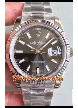 Rolex Datejust 41MM Movimiento Cal.3135 Reloj Réplica Suizo Dial Gris en Acero 904L