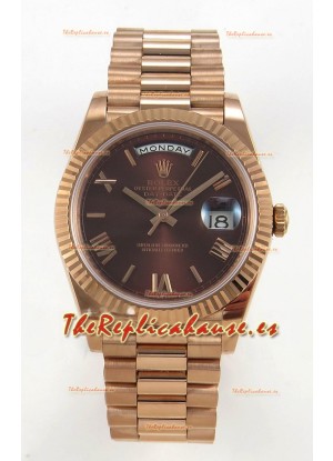 Rolex Day Date Super Clone Dial Marrón 40MM 220 Gramos Reloj Réplica Suizo