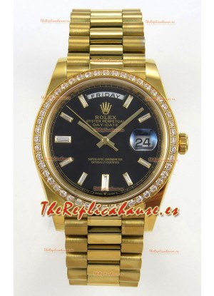 Rolex Day Date Super Clone Dial Negro 40MM 220 Gramos Reloj Réplica Suizo