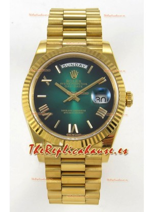 Rolex Day Date Super Clone Dial Verde Ombre 40MM 220 Gramos Reloj Réplica Suizo
