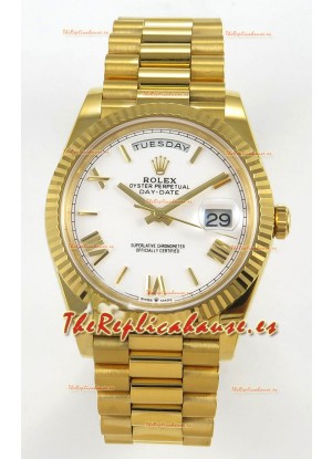 Rolex Day Date Super Clone Dial Blanco 40MM 220 Gramos Reloj Réplica Suizo