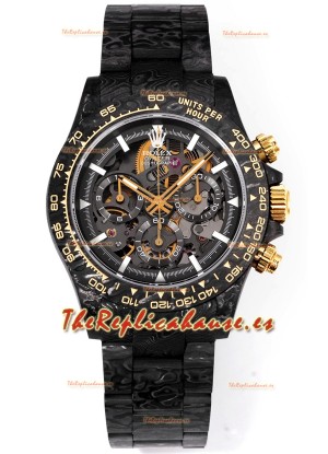 Rolex Daytona Blaken Carbono Negro Reloj Réplica Suizo Espejo 1:1 Dial Skeleton Movimiento Cal.4130