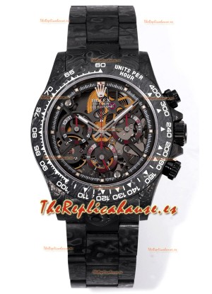 Rolex Daytona Blaken Carbono Negro Reloj Réplica Suizo Espejo 1:1 Dial Skeleton Movimiento Cal.4130