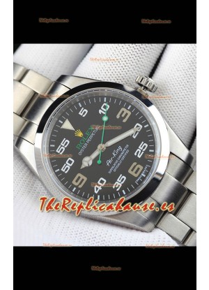 Rolex Air King Movimiento Japonés Reloj Réplica en Acero Inoxidable Dial Acero Negro 40MM