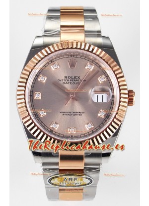 Rolex Super Clone Datejust ETA 3235 Movement 41MM Reloj Chapado en Oro Rosado Dos Tonos Dial Champange