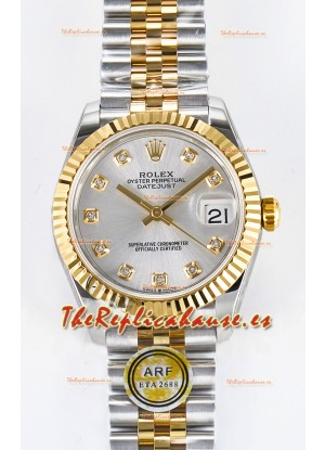 Rolex Super Clone Datejust ETA 2688 Movement 31MM Oro Amarillo Dos Tonos Dial Acero