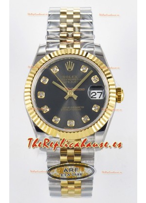 Rolex Super Clone Datejust ETA 2688 Movement 31MM Oro Amarillo Dos Tonos Suizo Dial Gris