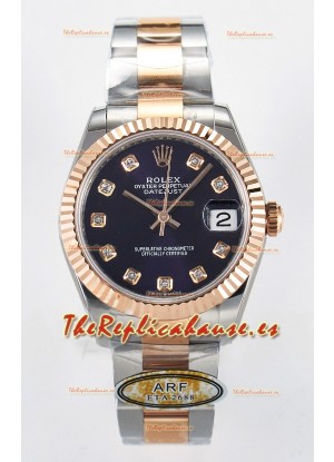 Rolex Super Clone Datejust ETA 2688 Movement 31MM Oro Rosado Dos Tonos Suizo Dial Morado