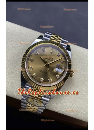 Rolex Datejust M126333 41MM ETA3235 72 Horas Energía Dial Dorado Diamantes Réplica Espejo 1:1 Oro Amarillo Acero 904L