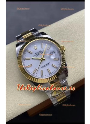 Rolex Datejust M126333 41MM ETA3235 72 Horas Energía Dial Blanco Oyster Réplica Espejo 1:1 Oro Amarillo Acero 904L