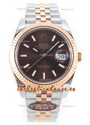 Rolex Datejust M126333 41MM ETA3235 72 Horas Energía Dial Marrón Jubilee Réplica Espejo 1:1 Oro Rosado Acero 904L