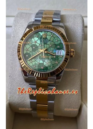 Rolex Datejust M278273 31MM Réplica Suiza Oro Amarillo en Dos Tonos - Dial Verde Motivo Calidad Espejo 1:1