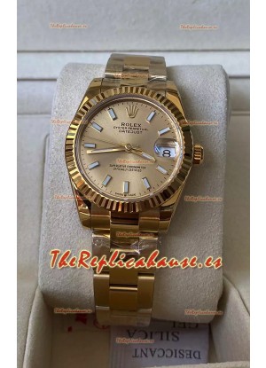 Rolex Datejust 278278 31MM Réplica Suiza en Acero 904L Caja Oro Amarillo con Marcadores Stick Calidad Espejo 1:1 