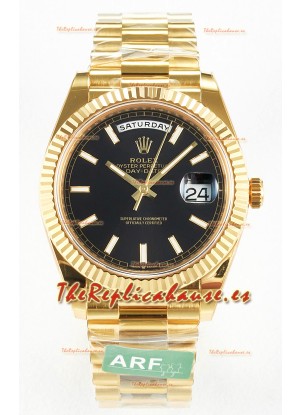 Rolex Day Date Super Clone Reloj Oro Amarillo 18K 40MM - Dial Negro 1:1 Calidad Espejo