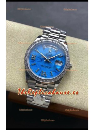 Rolex Day Date Turquoise Set Reloj Acero Inoxidable 18K 36MM - Reloj Réplica Espejo 1:1 