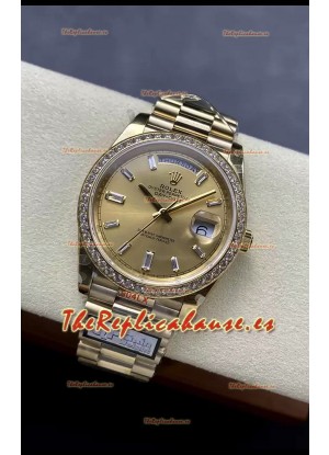 Rolex Day Date 40MM 1:1 Oro Rosado con Dial en Dorado Reloj Réplica Espejo 1:1