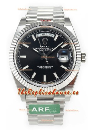 Rolex Day Date Presidential Acero Inoxidable Dial Negro Reloj 40MM - Réplica Espejo 1:1