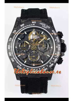 Rolex Daytona Super Clone DiW Skeleton Carbon Edition Watch - Caja Carbono Forjado Correa Negra Réplica Espejo 1:1