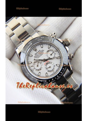 Rolex Daytona Movimiento Japonés Reloj Réplica en Dial Blanco - Bisel de Cerámica 
