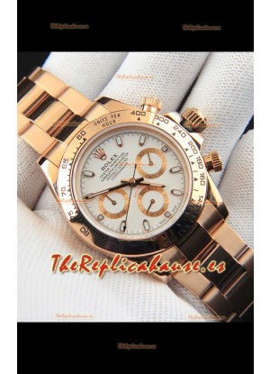 Rolex Daytona Movimiento Japonés Caja de Oro Reloj Réplica en Dial Blanco