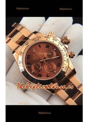 Rolex Daytona Movimiento Japonés Caja de Oro Reloj Réplica en Dial Marrón