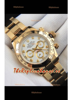 Rolex Daytona Movimiento Japonés Caja de Oro Reloj Réplica en Dial Blanco