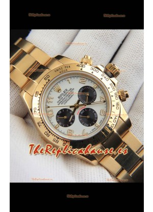 Rolex Daytona Movimiento Japonés Caja de Oro Reloj Réplica en Dial Blanco 