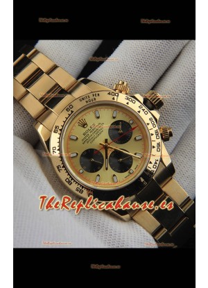 Rolex Daytona Movimiento Japonés Caja de Oro Reloj Réplica en Dial Dorado 