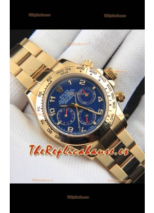 Rolex Daytona Movimiento Japonés Caja de Oro Reloj Réplica en Dial Azul 