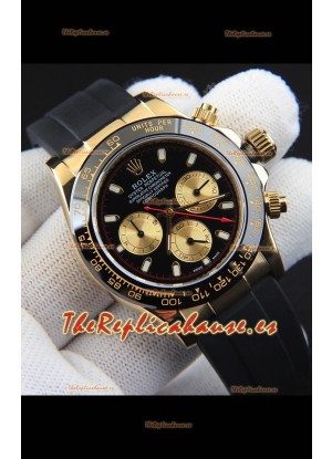 Rolex Daytona Movimiento Japonés Caja de Oro Reloj Réplica en Dial Negro 